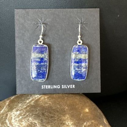 Blue Denim Lapis Dangle Earrings | Sterling Silver | 1" | 15804