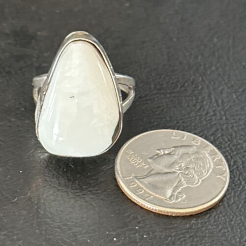 Men's Navajo White Buffalo Turquoise Ring | Sterling Silver | Sz 8.5 | Authentic Native American Handmade | 14745