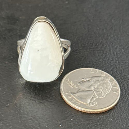 Men's Navajo White Buffalo Turquoise Ring | Sterling Silver | Sz 8.5 | Authentic Native American Handmade | 14745