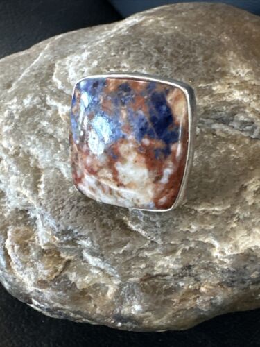 Navajo Blue Lapis Square Ring | Sterling Silver | Sz 6 | Authentic Native American Handmade | 16434