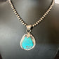 Men's Blue Kingman Turquoise Pendant Necklace | Navajo Pearls | Sterling Silver | 16021