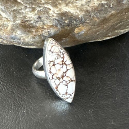 Navajo Wild Horse Turquoise Ring | Sterling Silver | Sz 6 Adjustable | Authentic Native American Handmade | 15552