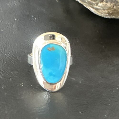 Navajo Blue Kingman Turquoise Ring | Sterling Silver | Sz 9 | Authentic Native American Handmade | 16585