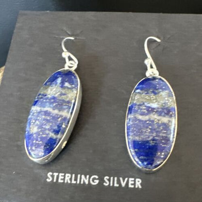 Blue Denim Lapis Dangle Earrings | Sterling Silver | 1" | 15803