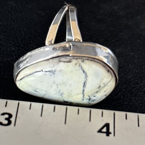 Men's Navajo White Buffalo Turquoise Ring | Sterling Silver | Sz 8.5 | Authentic Native American Handmade | 14744 - Masha USA