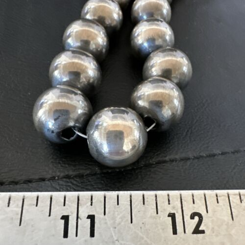 Navajo Pearls Necklace | XL Round 18mm Sterling Silver | 17" Single Strand | Authentic Native American Handmade | 17158