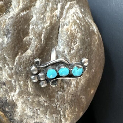 Navajo Blue Cluster Turquoise Ring | Authentic Native American Sterling Silver | Multi-Stone | Sz 3 | 15358