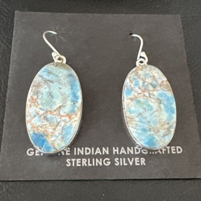 Blue Denim Lapis Dangle Earrings | Sterling Silver | 1" | 15793