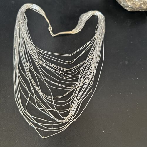 Graduated Bib Heishi Liquid Necklace | Sterling Silver | 24" | 17241