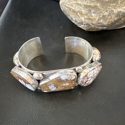 Men's Women's Wild Horse Turquoise Cuff Bracelet | Navajo Sterling Silver | Authentic Native American Handmade | 16938