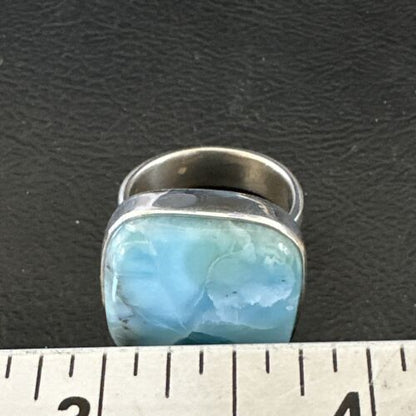 Navajo Blue Larimar Ring | Sterling Silver | Sz 8 | Authentic Native American Handmade | 17649