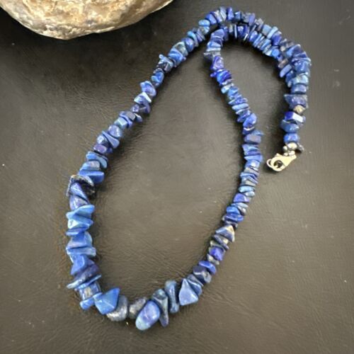 Men's Women's Lapis Lazuli Necklace | Navajo Sterling Silver | 20" | Authentic Native American Handmade | 17379