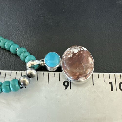 Navajo Wild Horse | Blue Kingman Turquoise Pendant Necklace | Sterling Silver | 17571