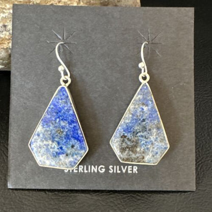 Blue Denim Lapis Dangle Earrings | Sterling Silver | 1" | 15805 - Masha USA