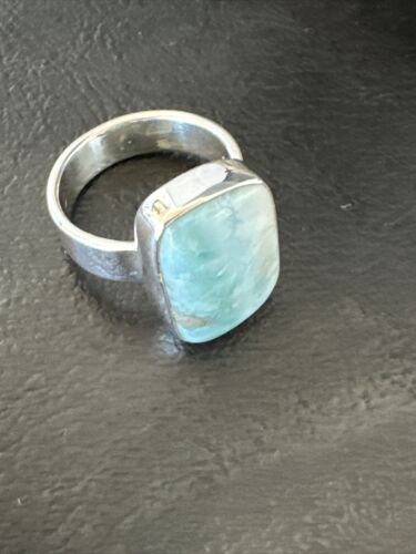 Navajo Blue Larimar Ring | Sterling Silver | Sz 8 | Authentic Native American Handmade | 17590