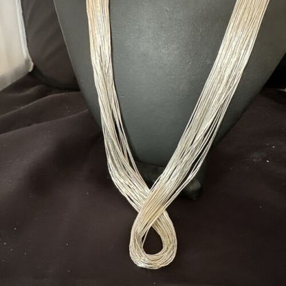 Statement Liquid Silver Heishi Necklace | 50 Strand | Sterling Silver | 30" | 16914