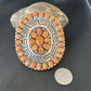 Navajo Orange Spiny Oyster Cluster Concho Belt Buckle | Sterling Silver | Authentic Native American Handmade | 16344