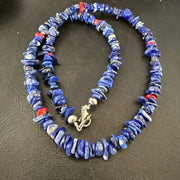 Navajo Lapis Lazuli Coral Necklace | Sterling Silver | 19" | Authentic Native American Handmade | 17606
