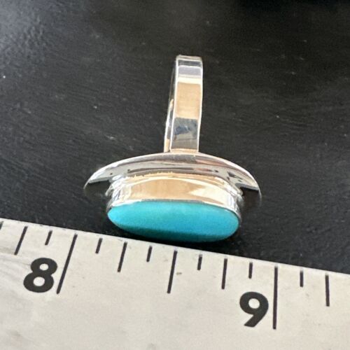 Navajo Sterling Silver Blue Kingman Turquoise Ring | Sz 8.5 | Authentic Native American Handmade | 16594