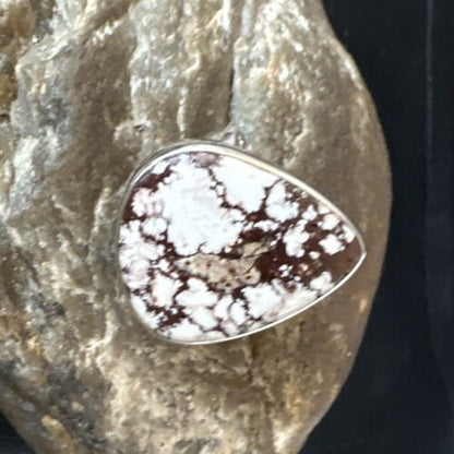 Women's Wild Horse Turquoise Ring | Navajo Sterling Silver | Sz 7 Adjustable | Authentic Native American Handmade | 15551