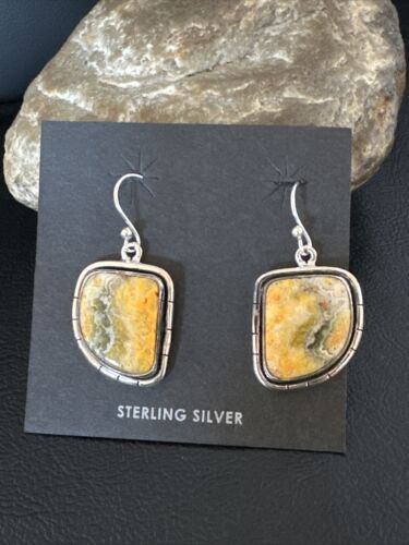 Navajo Bumblebee Jasper Earrings | Sterling Silver | Authentic Native American Handmade | 15834