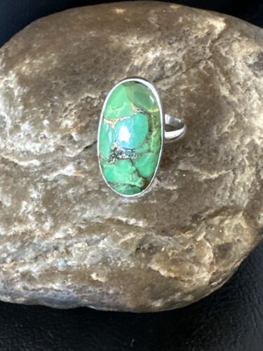 Southwestern Navajo Green Mojave Turquoise Ring | Sterling Silver | Sz 6 | 15598