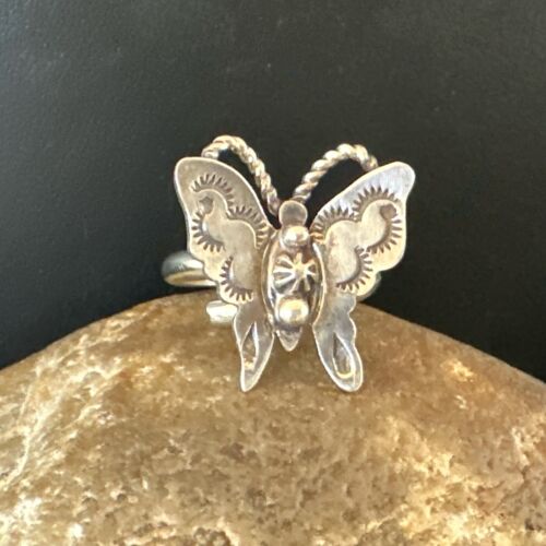 Navajo Sterling Silver Butterfly Ring | Sz 9 | Authentic Native American Handmade | 16975