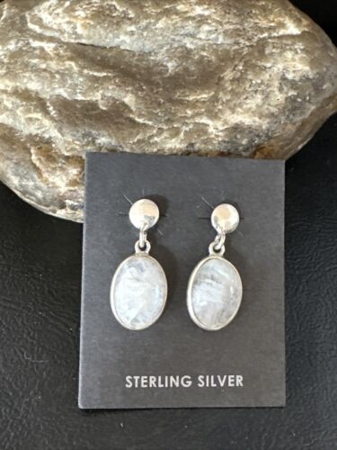 Navajo Pink Mother of Pearl Dangle Inlay Earrings | Sterling Silver | Authentic Native American Handmade | 15304