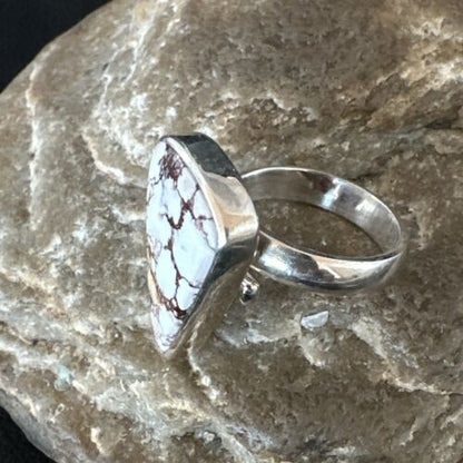 Men's and Women's Wild Horse Turquoise Ring | Navajo Sterling Silver | Sz 7 | Authentic Native American Handmade | 17355 - Masha USA