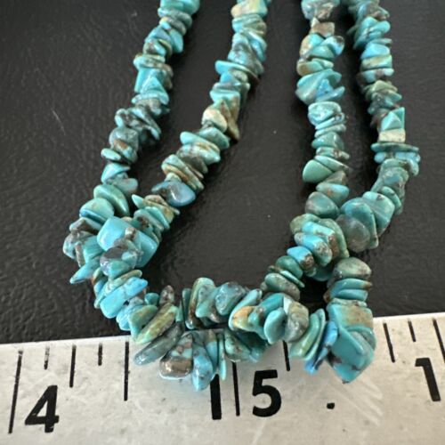 Men's Navajo Blue Kingman Turquoise Shell Necklace | 17" | Authentic Native American Handmade | 16954
