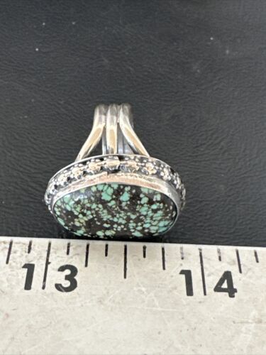 Navajo Spiderweb Blue Turquoise Ring | Sterling Silver | Sz 6 | Authentic Native American Handmade | 16892