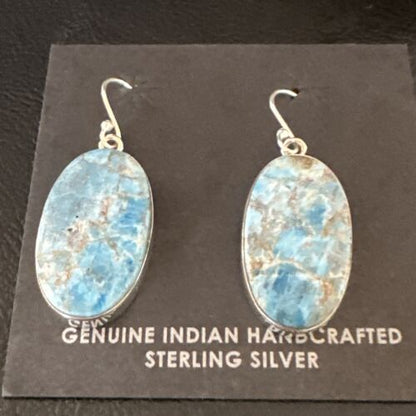 Blue Denim Lapis Dangle Earrings | Sterling Silver | 1" | 15792