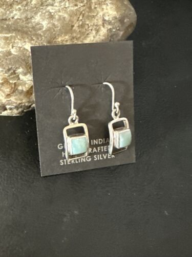 Navajo Blue Larimar Beads Dangle Earrings | Sterling Silver | Authentic Native American Handmade | 14928