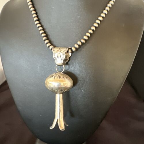 Native American Navajo Sterling Silver Necklace | 3" Naja Pendant | 20" | 16803