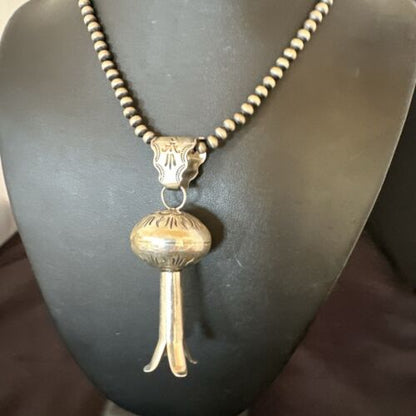Native American Navajo Sterling Silver Necklace | 3" Naja Pendant | 20" | 16803