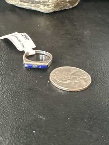 Navajo Navy Blue Lapis Inlay Ring | Sterling Silver | Sz 7 | Authentic Native American Handmade | 11290 - Masha USA