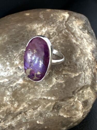 Southwestern Navajo Purple Mojave Turquoise Ring | Sterling Silver | Sz 8 | 15603