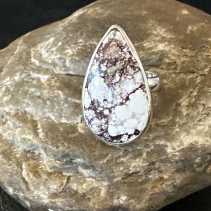 Navajo Wild Horse Turquoise Ring | Sterling Silver | Sz 7 Adjustable | Authentic Native American Handmade | 15547