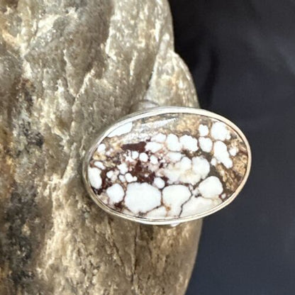 Men's and Women's Wild Horse Turquoise Ring | Navajo Sterling Silver | Sz 8 | 17281