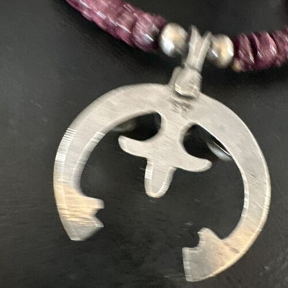 Navajo Purple Spiny Oyster Turquoise Naja Pendant Necklace | Sterling Silver | Native American Handmade | 15273