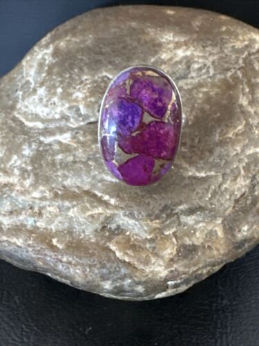 Navajo Purple Mojave Turquoise Ring | Sterling Silver | Sz 8 | Authentic Native American Handmade | 15604