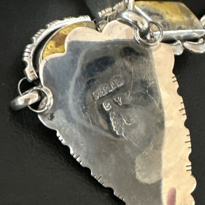 Navajo Yellow Bumblebee Jasper Lariat Necklace | Authentic Native American Sterling Silver | 17202