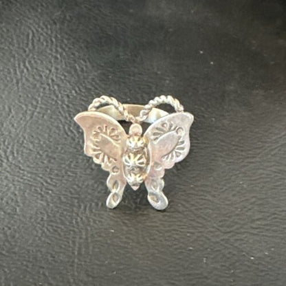 Navajo Sterling Silver Butterfly Ring | Sz 7.5 | Authentic Native American Handmade | 16972