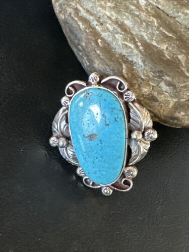 Men's Blue Kingman Turquoise Ring | Navajo Sterling Silver | Sz 10 | Authentic Native American Handmade | 15519