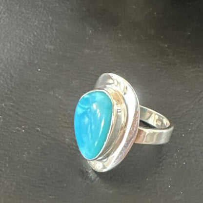 Navajo Blue Kingman Turquoise Ring | Sterling Silver | Sz 7 | Authentic Native American Handmade | 16590