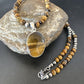 Southwestern Coffee Brown Tiger's Eye Pendant Necklace | Sterling Silver | Native American Handmade | 15867