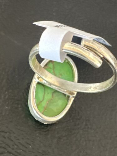 Navajo Green Mojave Turquoise Ring | Sterling Silver | Adjustable Sz 10 | Authentic Native American Handmade | 15711 - Masha USA