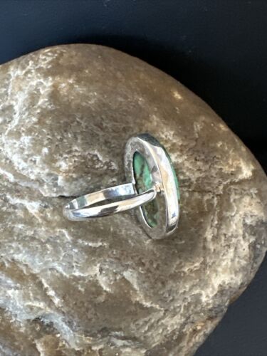 Navajo Green Mojave Turquoise Ring | Sterling Silver | Sz 8 | Authentic Native American Handmade | 15589