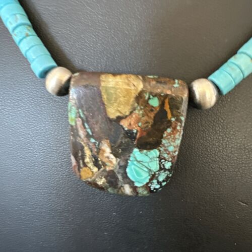 Navajo SpiderWeb Turquoise Heishi Pearls Necklace | Sterling Silver | 20" | Authentic Native American Handmade | 17093