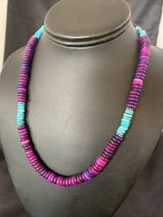 Navajo Purple Sugilite Turquoise Bead Necklace | Sterling Silver | 19" | Authentic Native American Handmade | 11918